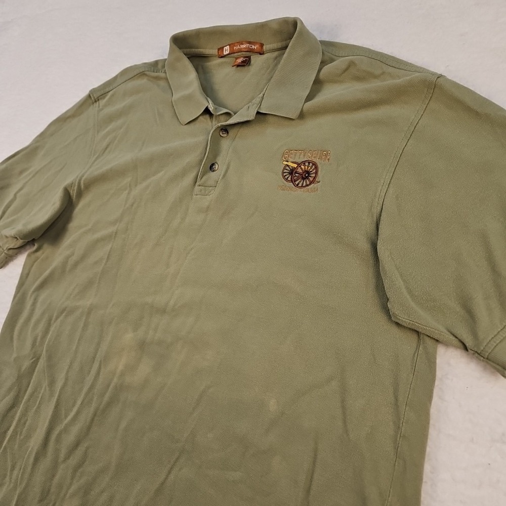 *Rd Men's Olive‎ Harriton XL S/S Collared Polo Shirt Gettysburg Penn. Embroidery